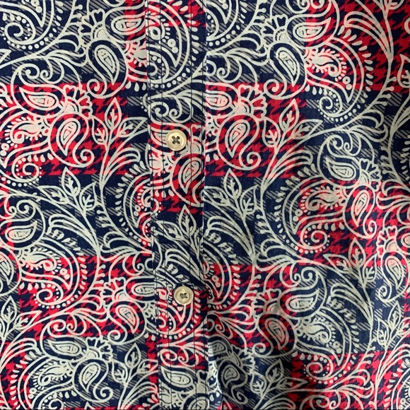 Cremieux Premium Denim Jeans Check Plaid Paisley ShortSleeve Woven Shirt Mens XL - Picture 4 of 10